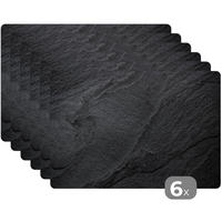 PLATZSETS 6er-Set Beton - Schwarz - Industriell 45x30 cm Tischset - Schwarz, Kunststoff (0.3/45/30cm) - MuchoWow