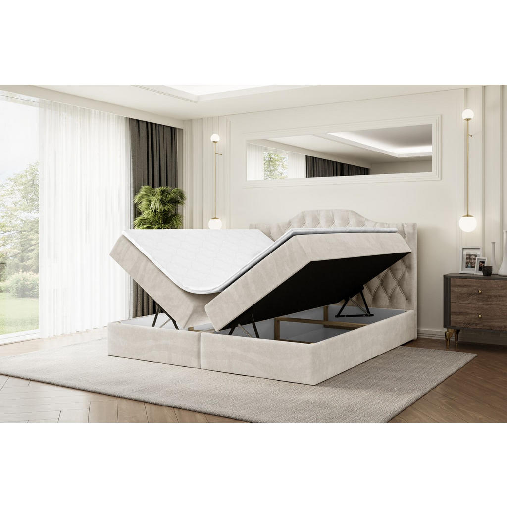 Thumbnail - Altdecor Boxbett, Ecru, Holzwerkstoff, Höhe ca. 20 cm, 120x200 cm, Schlafzimmer, Betten, Boxspringbetten