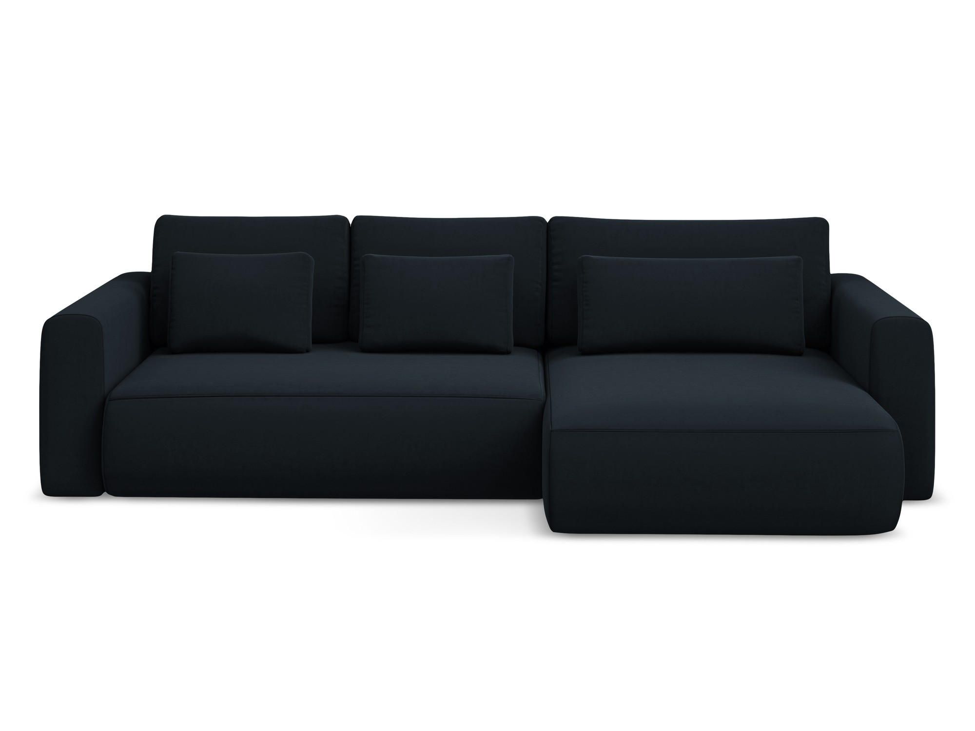 ECKSOFA mit Schlaffunktion Samt Stoff Blau - Blau/Schwarz, Kunststoff/Textil (278/149cm) - Makamii