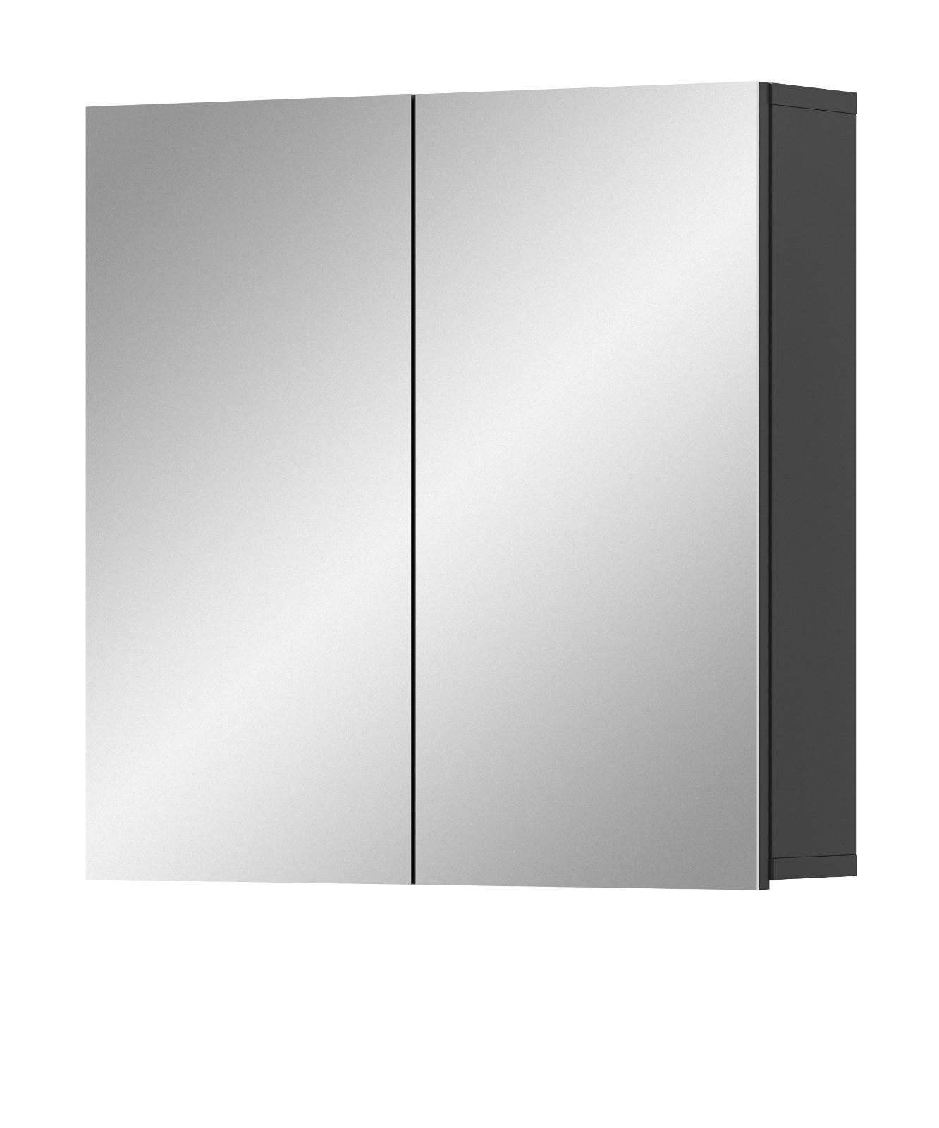 SPIEGELSCHRANK grau 60 cm, Badschrank 2-türig mit Soft-Close - Grau, Glas/Holzwerkstoff (60/60/15cm) - Inn.Furn