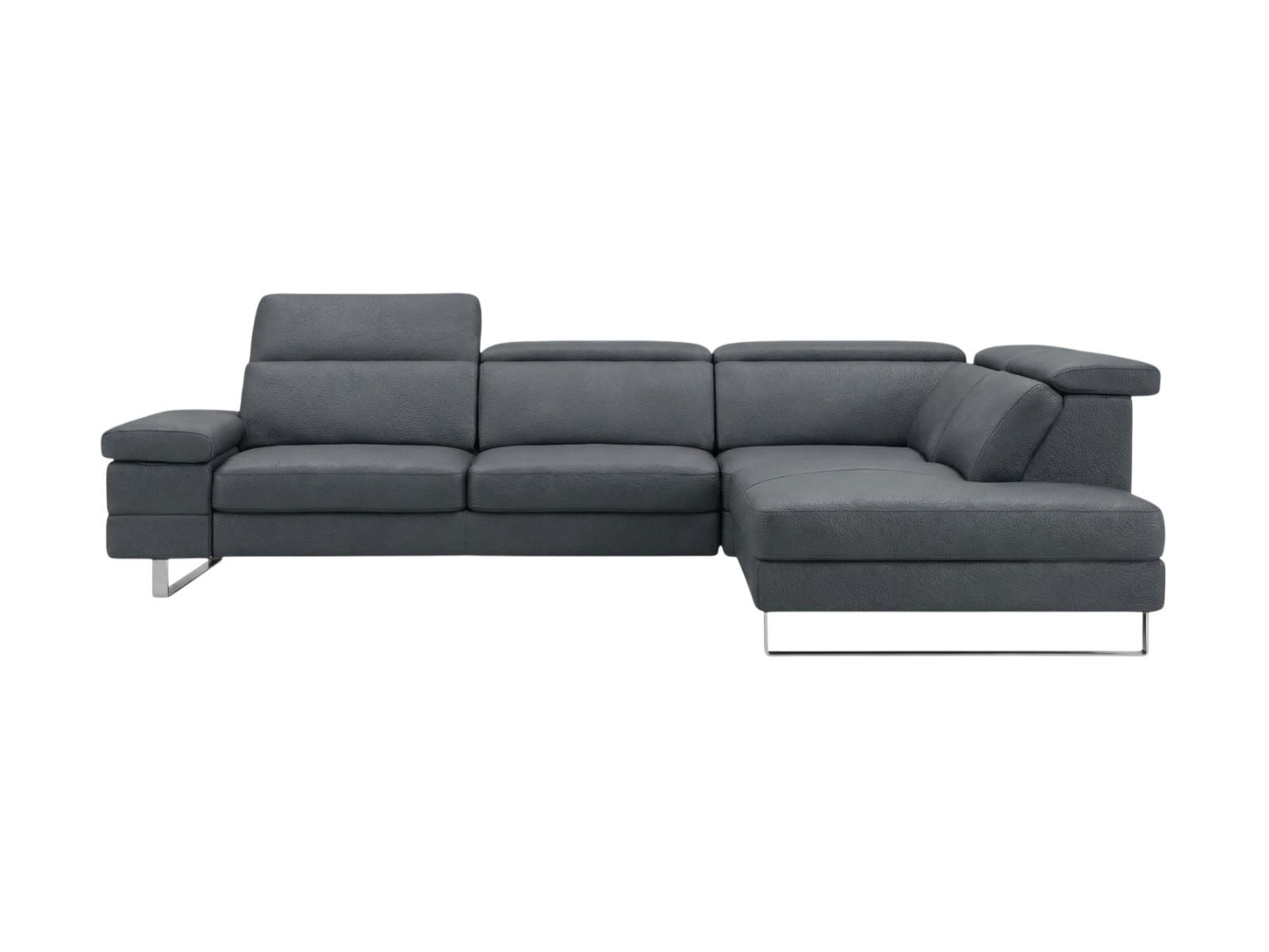 ECKSOFA Virage Echtleder Anthrazit - Anthrazit, Leder/Metall (232/263cm)