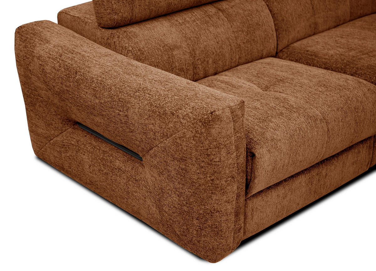 SOFA CALVERA 3-Sitzer mit 2 Relaxfunktionen, dunkelorange - Dunkelorange, Holzwerkstoff/Textil (204/79/106cm) - Courtois Laville