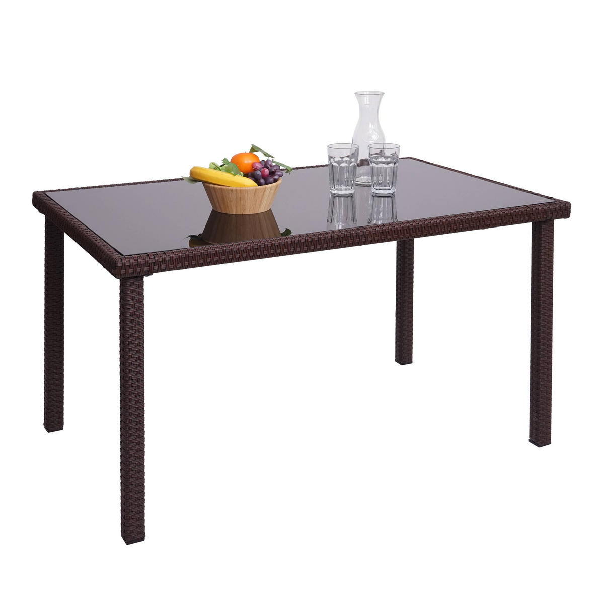 POLY-RATTAN TISCH rechteck Braun - Braun, Kunststoff (75/120/71cm) - MCW