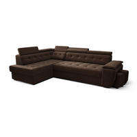 ECKSOFA KONGO RBN15, Eckcouch in L-Form mit Schlaffunktion, Farbe: Dunkelbraun, Velourstoff, Ottomane Links - Dunkelbraun, Textil (277/180cm) - O-Sofa