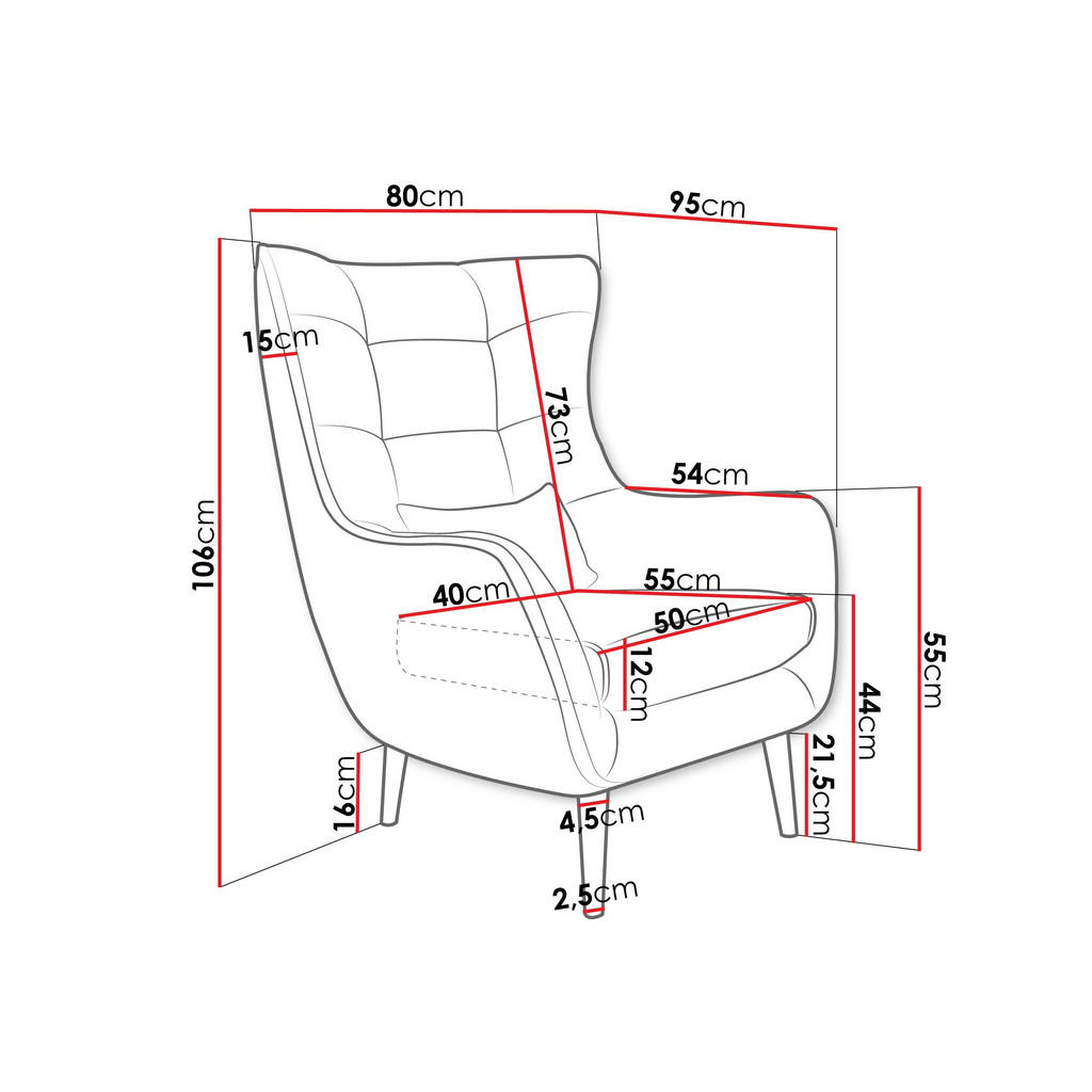 Thumbnail - Mirjan24 Sessel, Rot, Holz, 80x106x95 cm, Wohnzimmer, Sessel, Polstersessel
