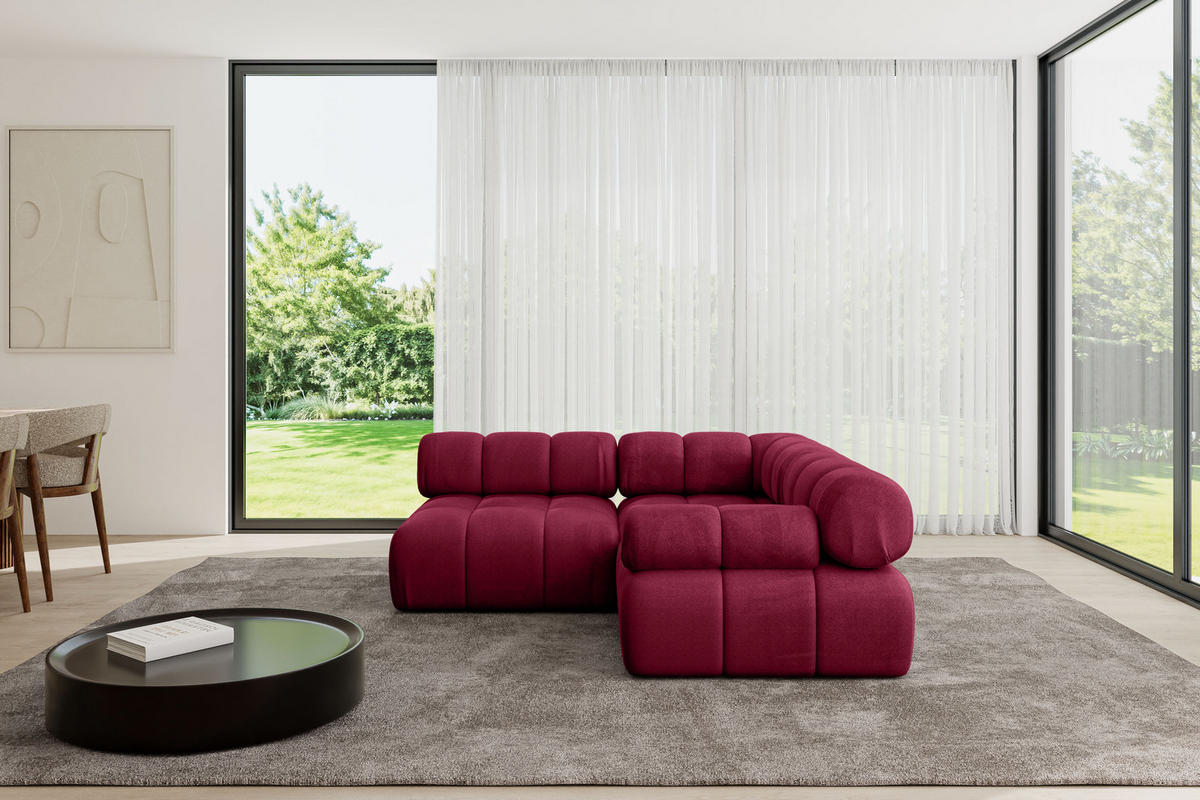 ECKSOFA modulares Sofa Mende-L1 - 190x190x70 cm Bordeauxrot Velours - Bordeaux, Holzwerkstoff/Textil (190/190cm) - ALTDECOR