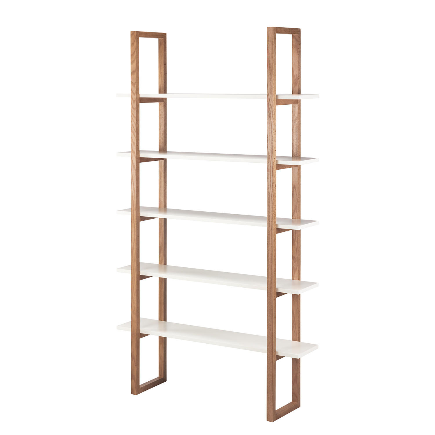 BÜCHERREGAL - Eiche teilmassiv, Weiß / Eiche - Weiß, Holzwerkstoff (110/190/28cm) - home24