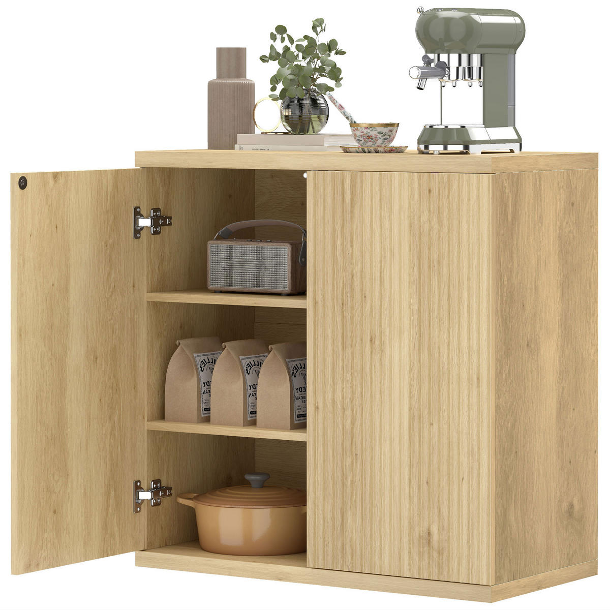 SIDEBOARD Eiche-Nachbildung, 2 Türen, 78/39/79 cm - Eichefarben, Holz (78/79/39cm) - PANGIVO
