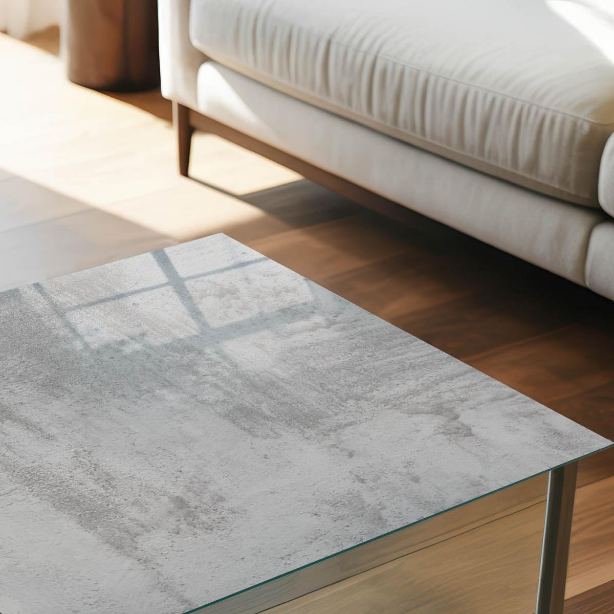 TISCHPLATTE 50x50 cm – Graue Textur - Beige, Glas (50/50/0.4cm) - Wallfluent