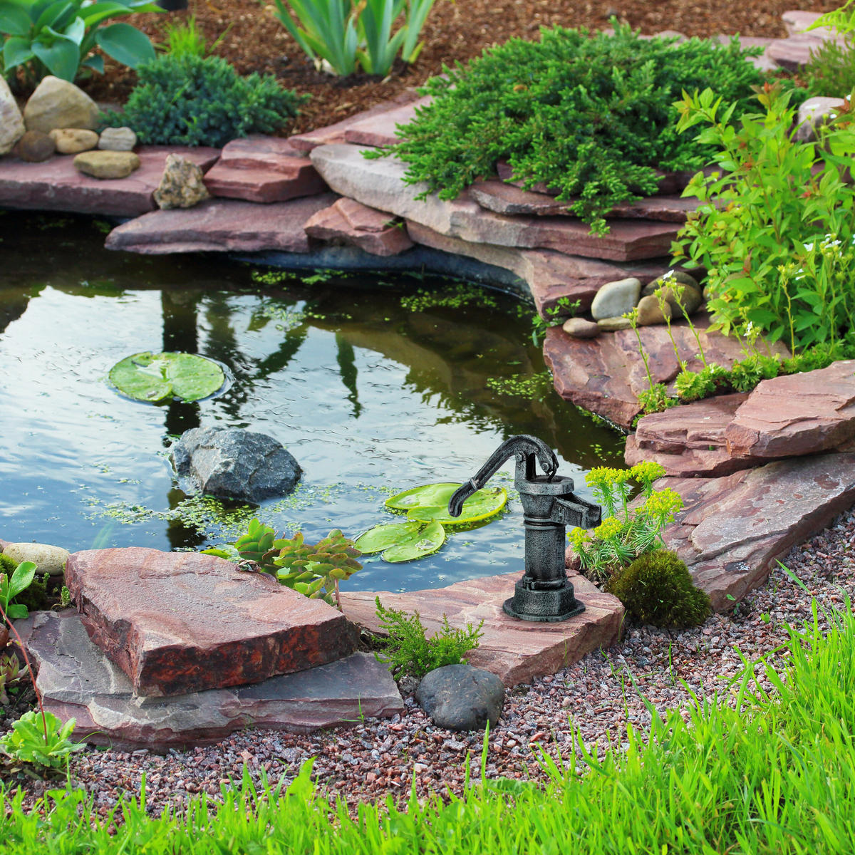 DEKO Pumpe - Grau, Metall (10.5/13.5/22.5cm) - Relaxdays