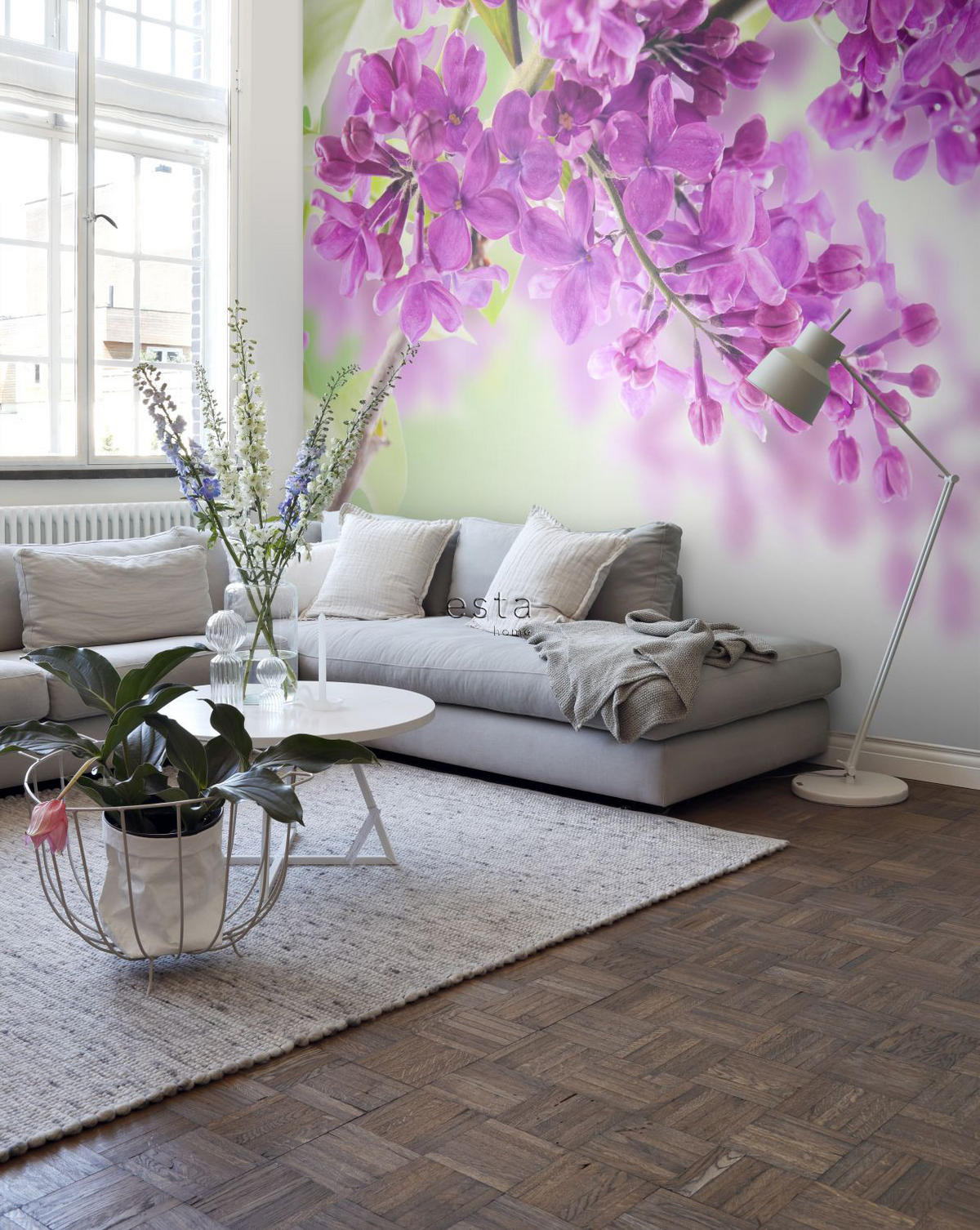 FOTOTAPETE Flieder 418.5 x 279 cm - Pink, Papier (418.5/279cm) - ESTAhome