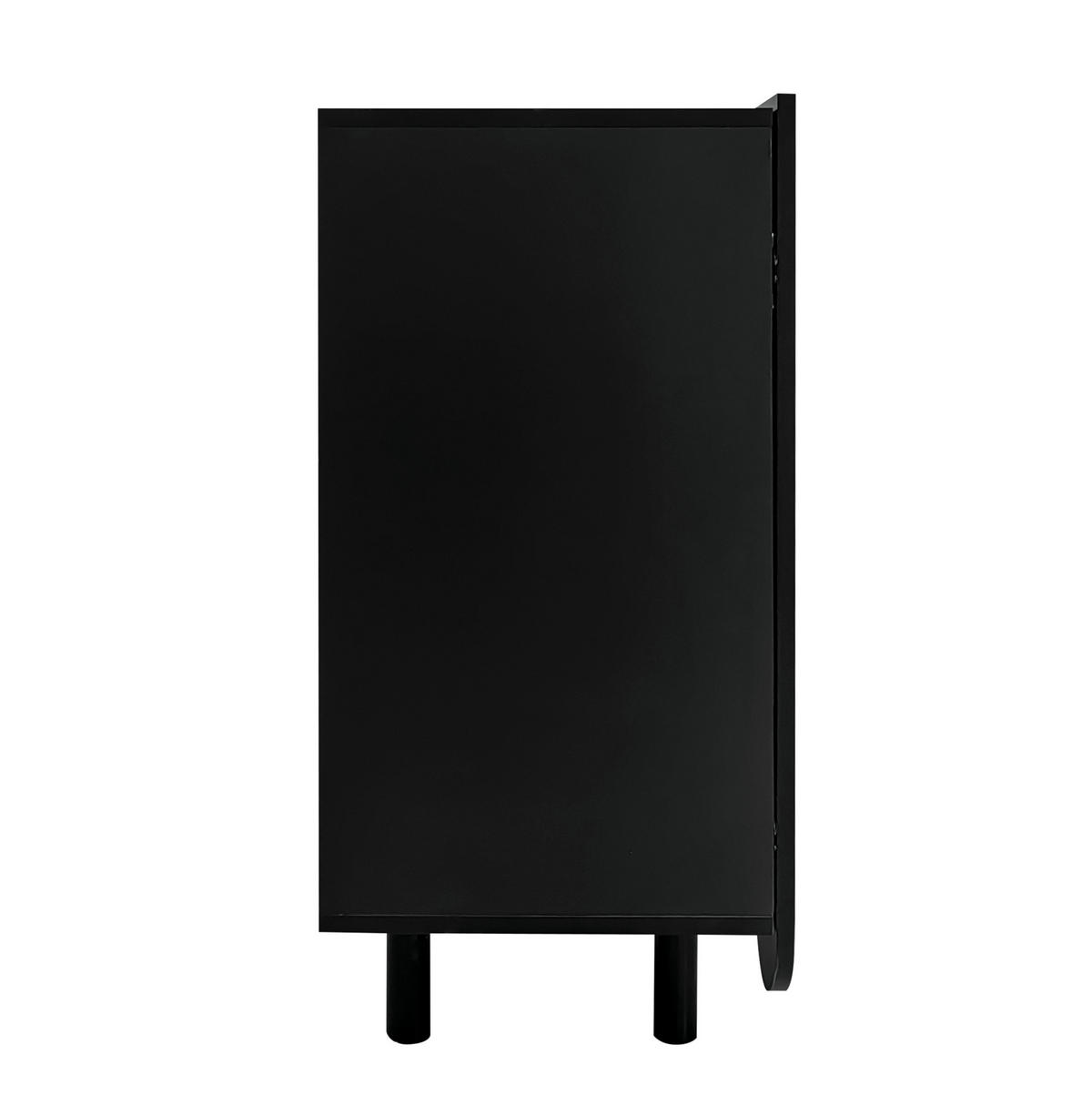 SIDEBOARD 4-türig aus MDF in Schwarz mit tropfenförmigen Schnitzereien und Soft-Close-Scharnieren, 120/37,5/80,8 cm, Schwarz - Schwarz, Holzwerkstoff (120/37.5/80.8cm) - Redom