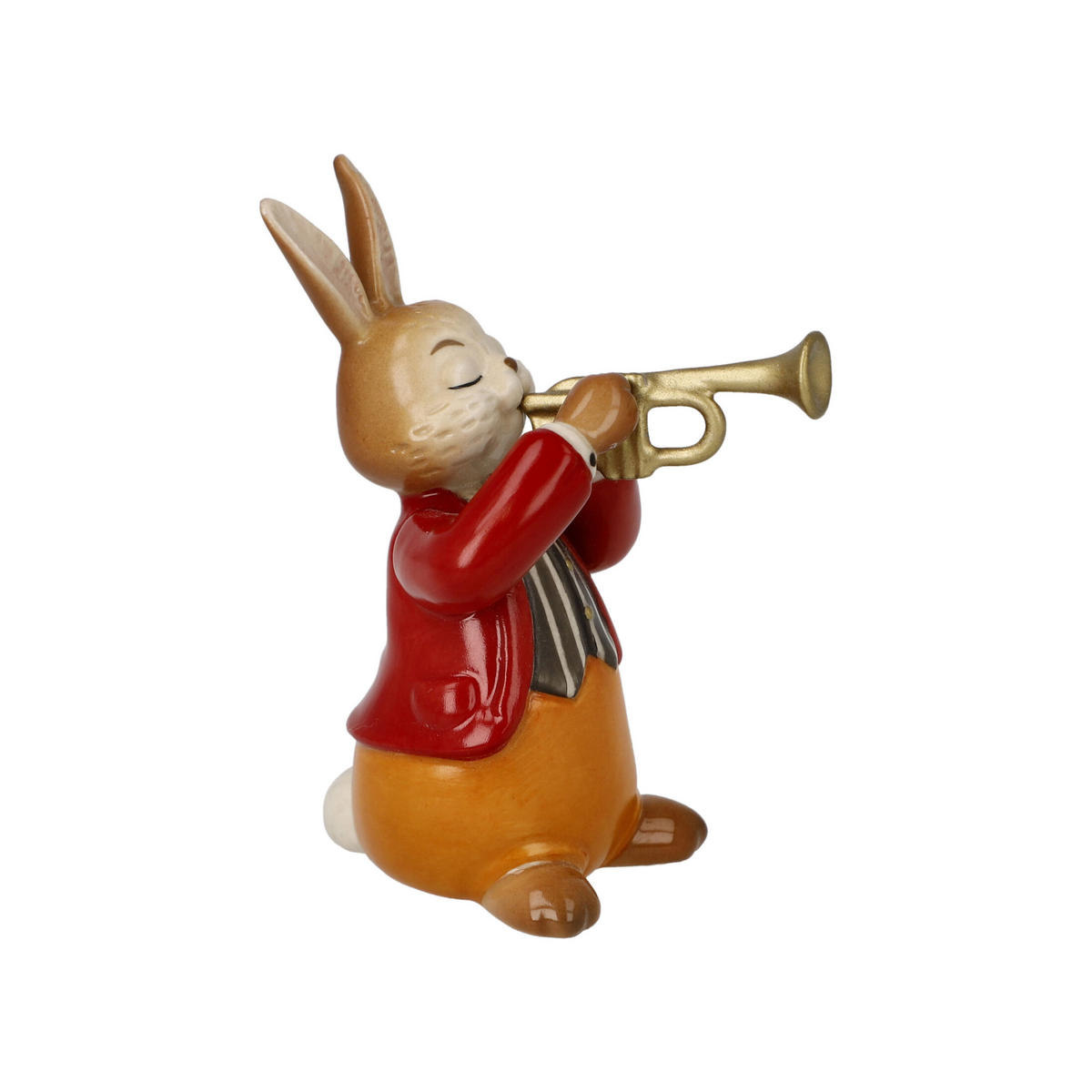 DEKOTIER Hase - Eifriger Trompeter, Steingut, Bunt, 8 cm - Multicolor, Keramik (6/8/4cm) - Goebel