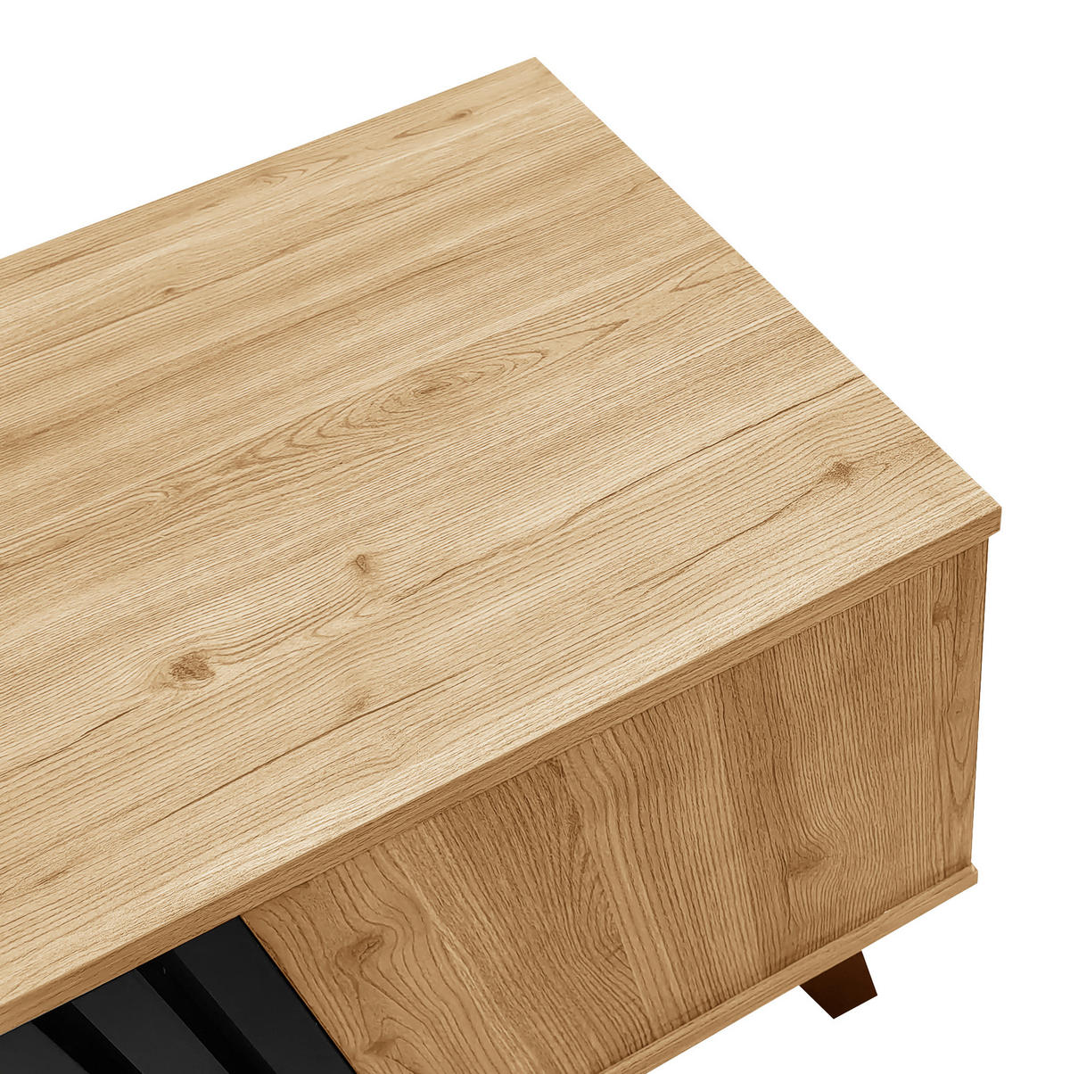 COUCHTISCH aus Glas und Spanplatte 100x60x45 cm in Naturfarben mit Stauraum - Naturfarben, Holzwerkstoff (100/60/45cm) - Modfu