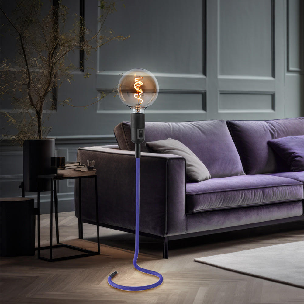 LED TISCHLEUCHTE Kabel Blau Metall - Blau, Metall (15/15/46.5cm)