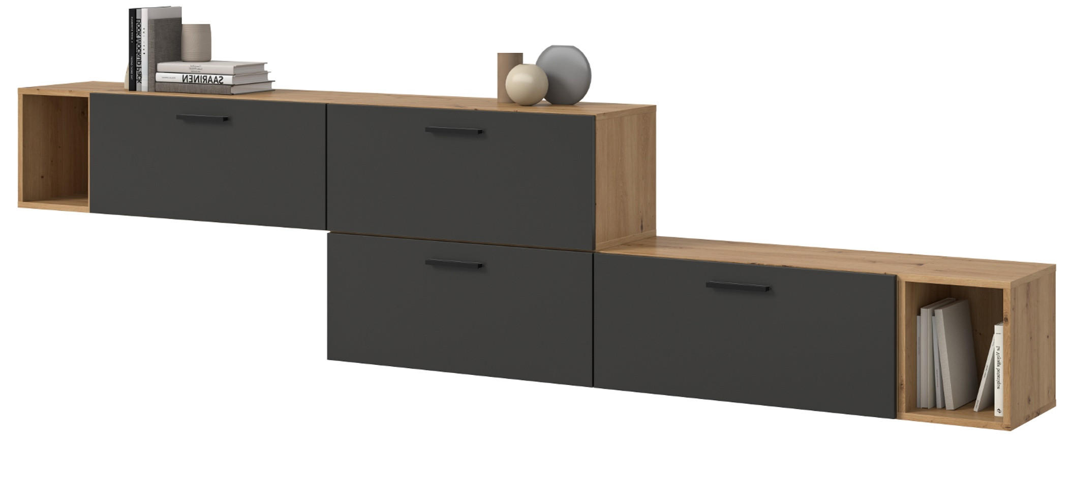 Inn.Furn Sideboard Eiche Artisan, Grau 277x65x34 cm