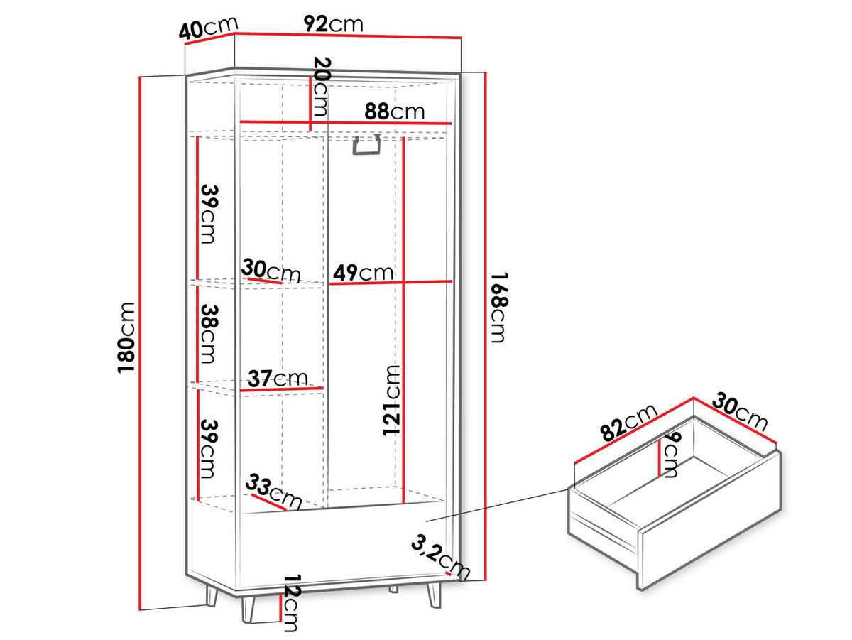 KLEIDERSCHRANK Ferido - Beige, Holzwerkstoff (92/180/40cm) - MIRJAN24