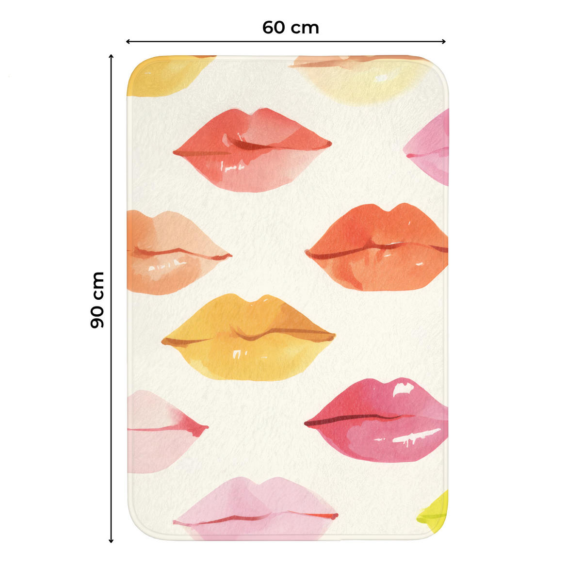 WC PŘEDLOŽKA Rty - barevné - lesklé 60x90 cm - růžová, textil/plast (60/1cm) - OnlyWow