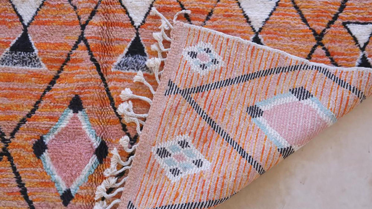 BERBERTEPPICH aus Marokko modern aus Wolle orange - Orange, Naturmaterialien (221/293cm) - AFK Living