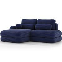 ECKSOFA RIPELI L-Form mit Schlaffunktion & Bettkasten – Modernes 3-Sitzer Sofa, Wellenfederung, 217 × 175 cm - Schwarz/Dunkelblau, Kunststoff (217/175cm) - Wohnideebilder