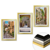 WANDBILDER 3er Set - 20x30 cm Goldrahmen - Italienische Straßen, Blumen, Architektur - Goldfarben, Kunststoff (20/30cm) - ArtPrintCave