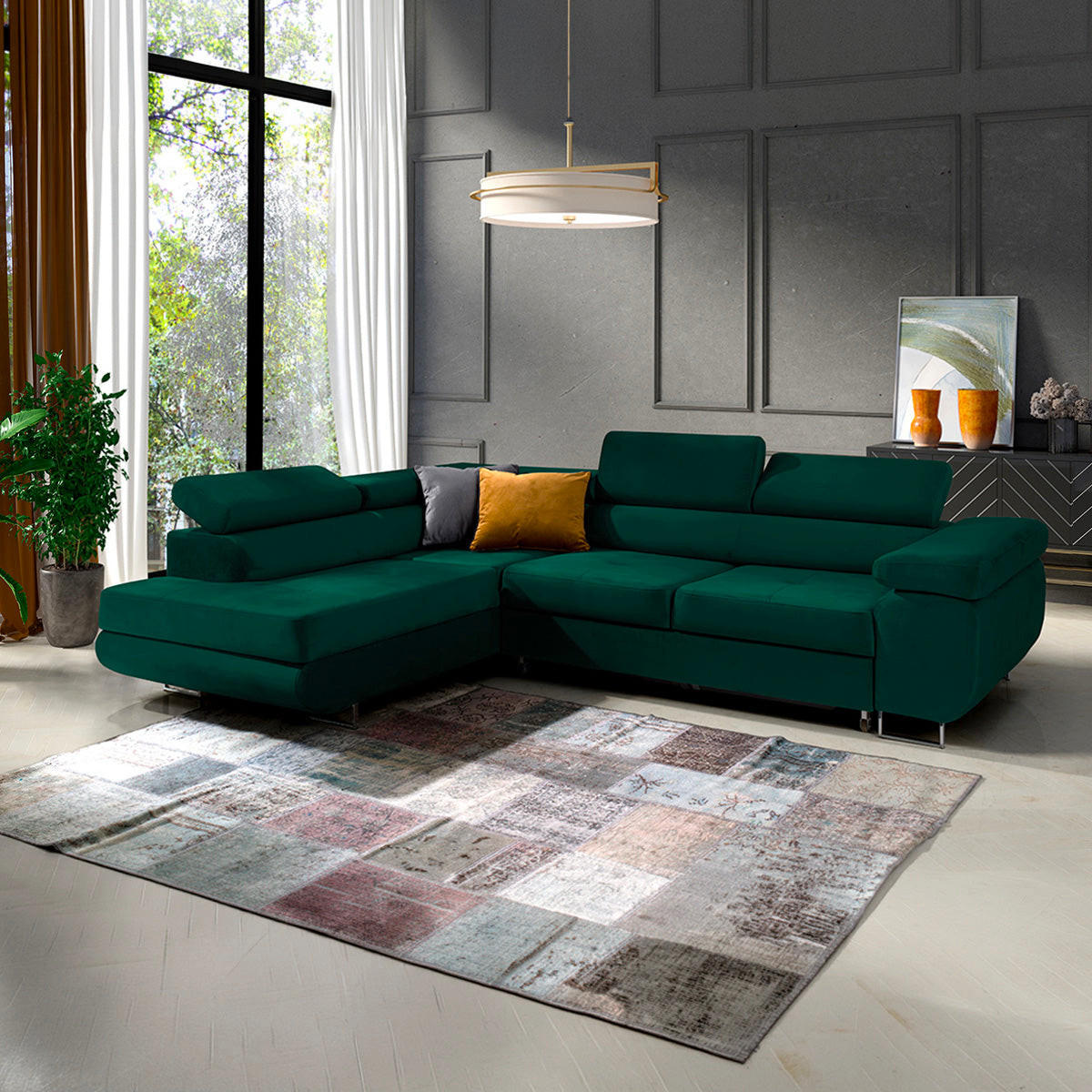 ECKSOFA Wilson 4 Sitzplätze Tannengrün - Grün, Textil (271/201cm) - Petits-meubles