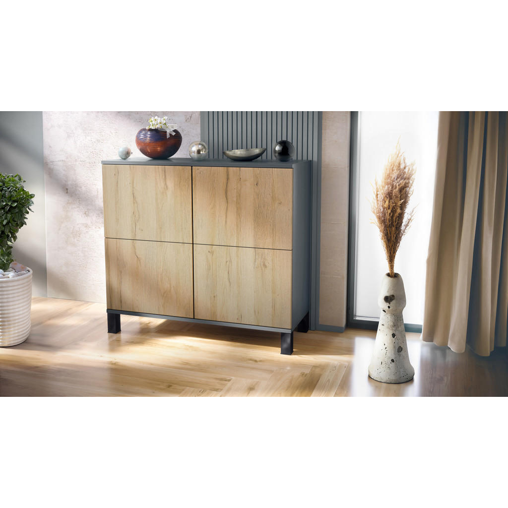Thumbnail - Vladon Kommode, Eiche, Holzwerkstoff, 92.5x84.5x35 cm, Wohnzimmer, Kommoden & Sideboards, Kommoden