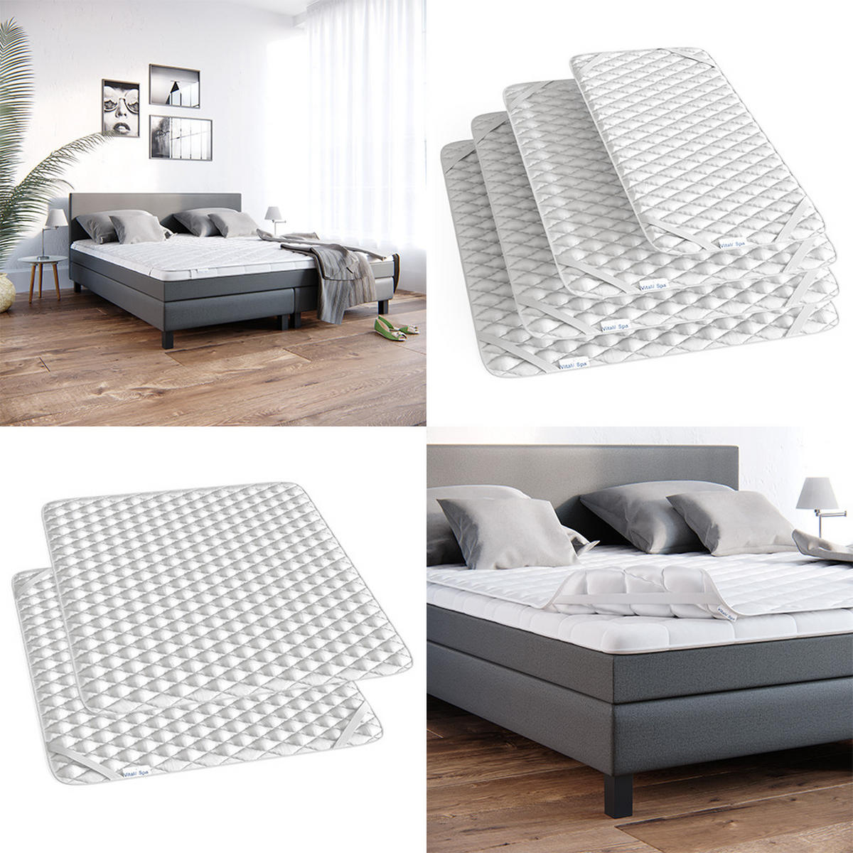 MATRATZENSCHONER Weiß 180 x 200 cm Waschbar bis 60°C trocknergeeignet - Weiß, Textil - VitaliSpa