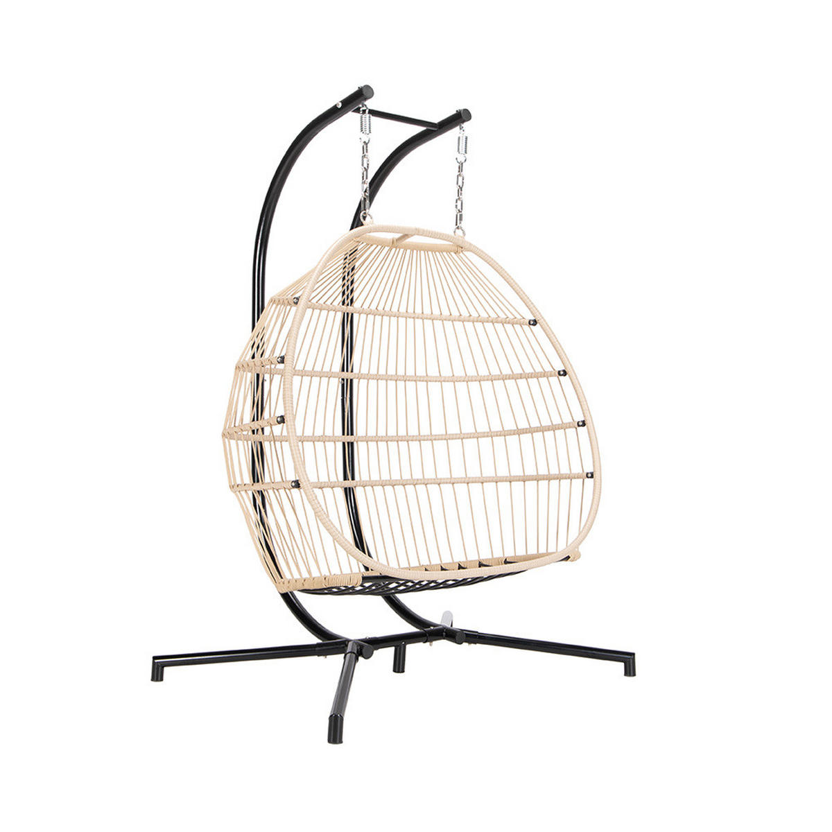 FALTBARER HÄNGESESSEL LOMA - Beige, 2-Sitzer - Beige, Kunststoff (130/123/69cm) - Home Deluxe