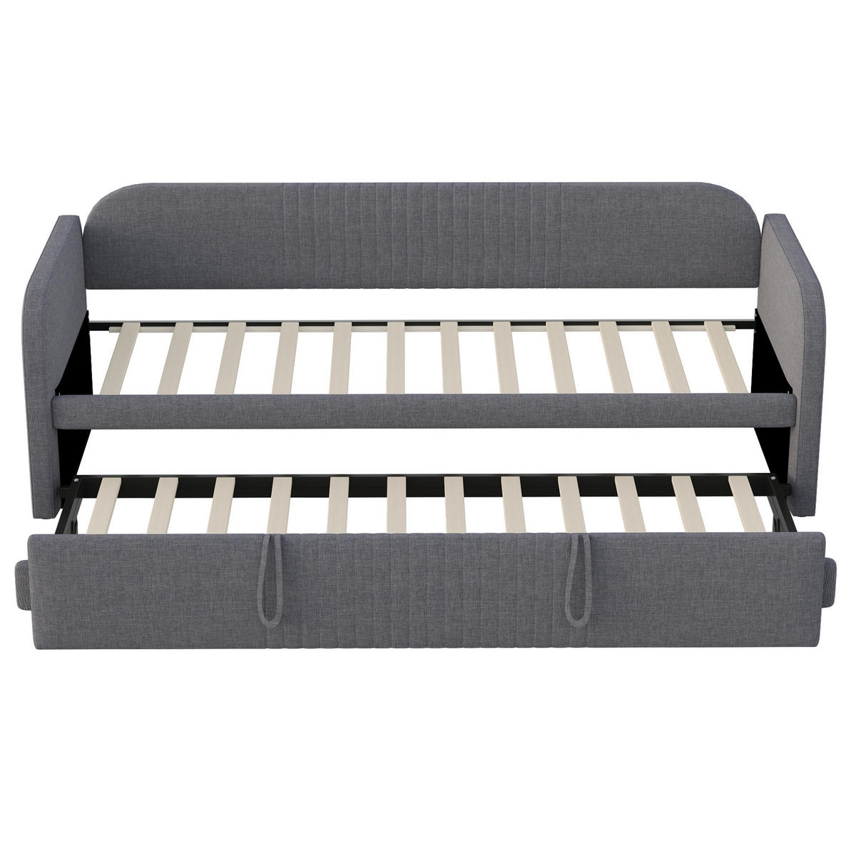 SCHLAFSOFA Ausziehbar mit Lattenrost Grau 90/180/190 cm - Grau, Leder (200.5/86/99cm) - OKWISH