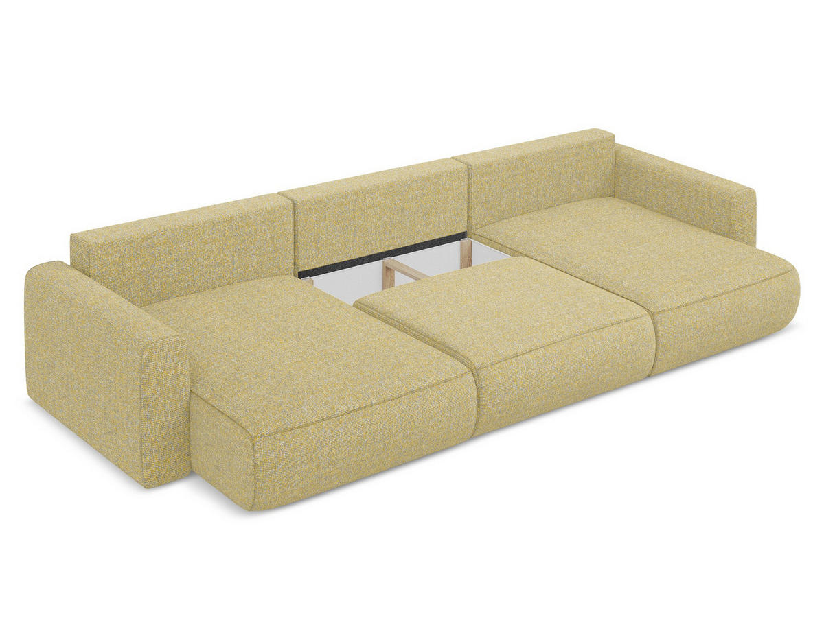 WOHNLANDSCHAFT Strukturstoff Stoff Gelb - Currygelb/Gelb, Kunststoff/Textil (340/82/149cm) - Makamii