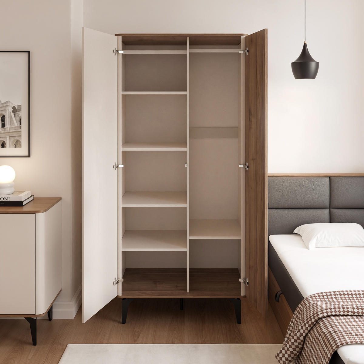 KLEIDERSCHRANK BELLAGIO mit Regalböden - Braun, Holzwerkstoff (88.1/190/52.2cm) - Idohome