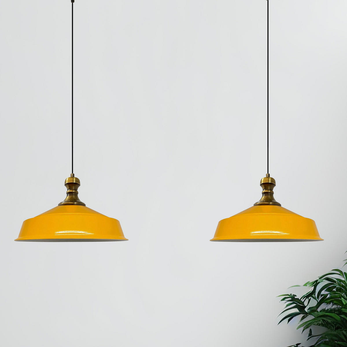 PENDELLEUCHTE Asletl 2 Flammig 40/36 cm - Weiß Hochglanz/Gelb, Metall (40/36cm) - Bamyum