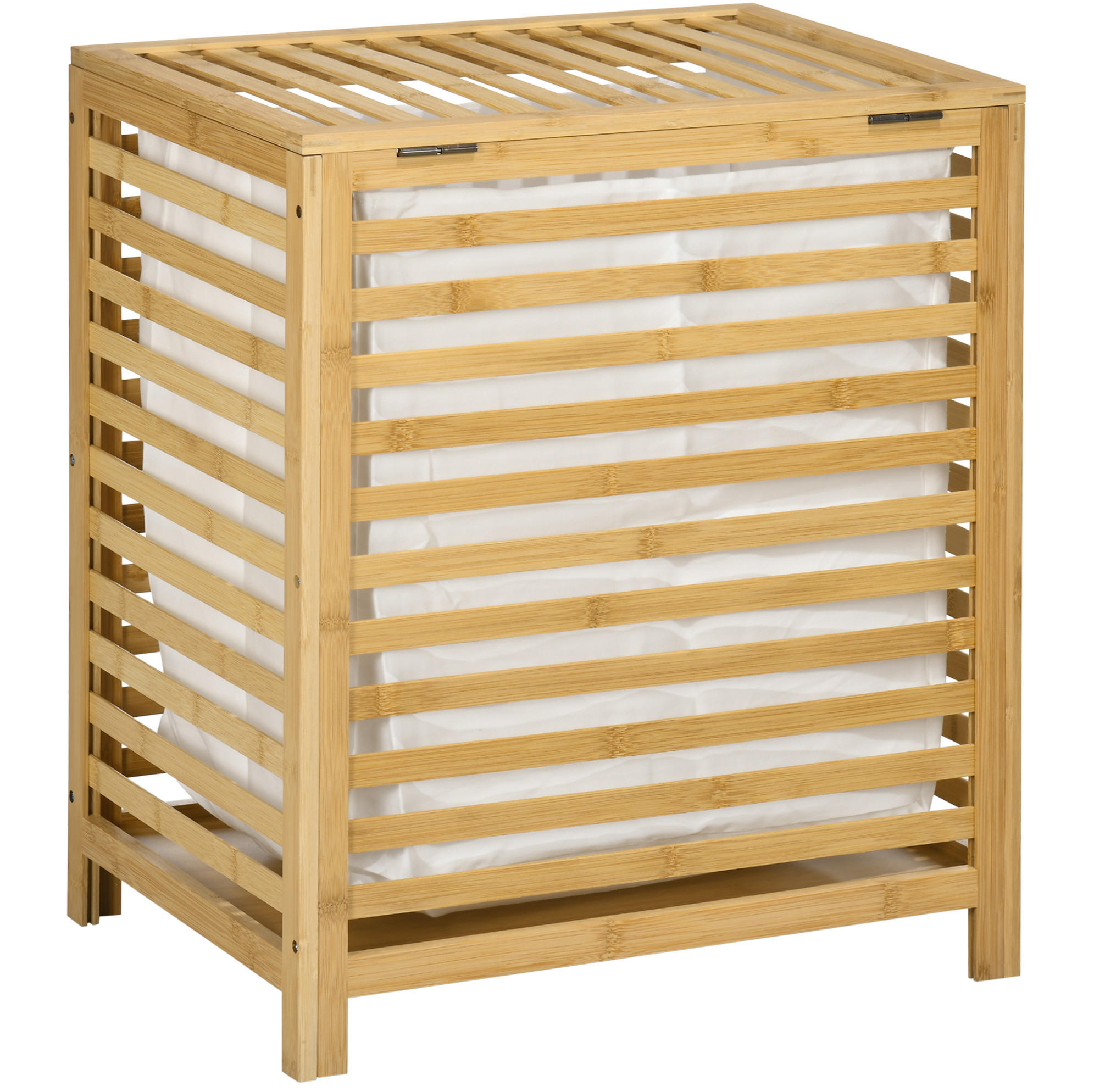 Modfu KOŠ na prádlo z bambusu 50x36x60 cm přírodní s víkem a vyjímatelným vnitřním vakem