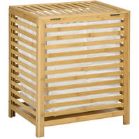 WÄSCHEKORB 50x36x60 cm in Natur aus Bambus mit Deckel & Innenbeutel - Naturfarben, Naturmaterialen (36/60/50cm) - Modfu