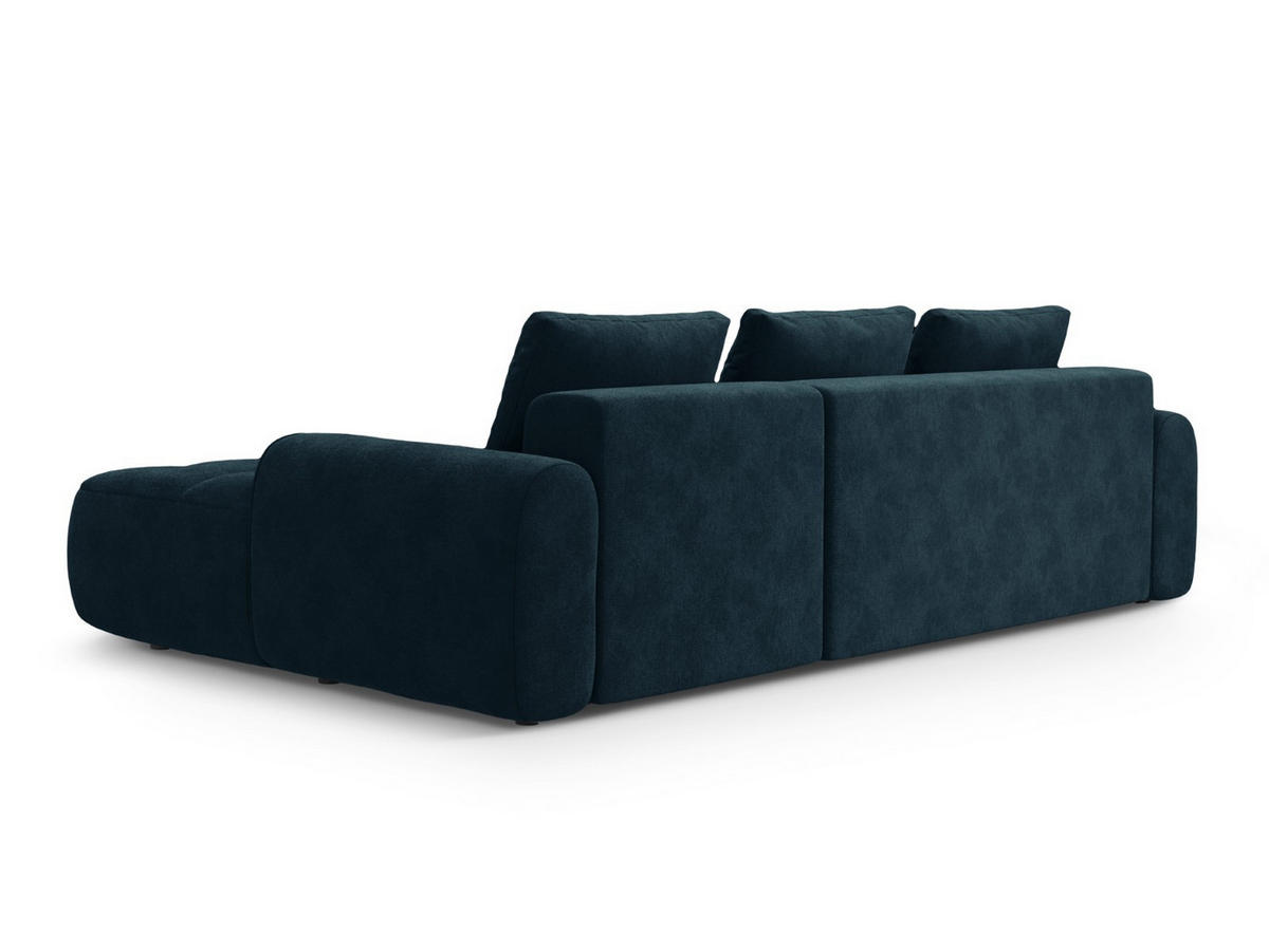 AUSKLAPPBARES-ECKSOFA rechts mit Container Linz aus Samt petrol 3 Sitzplätze - Petrol, Textil (142/275cm) - Cosmopolitan Design