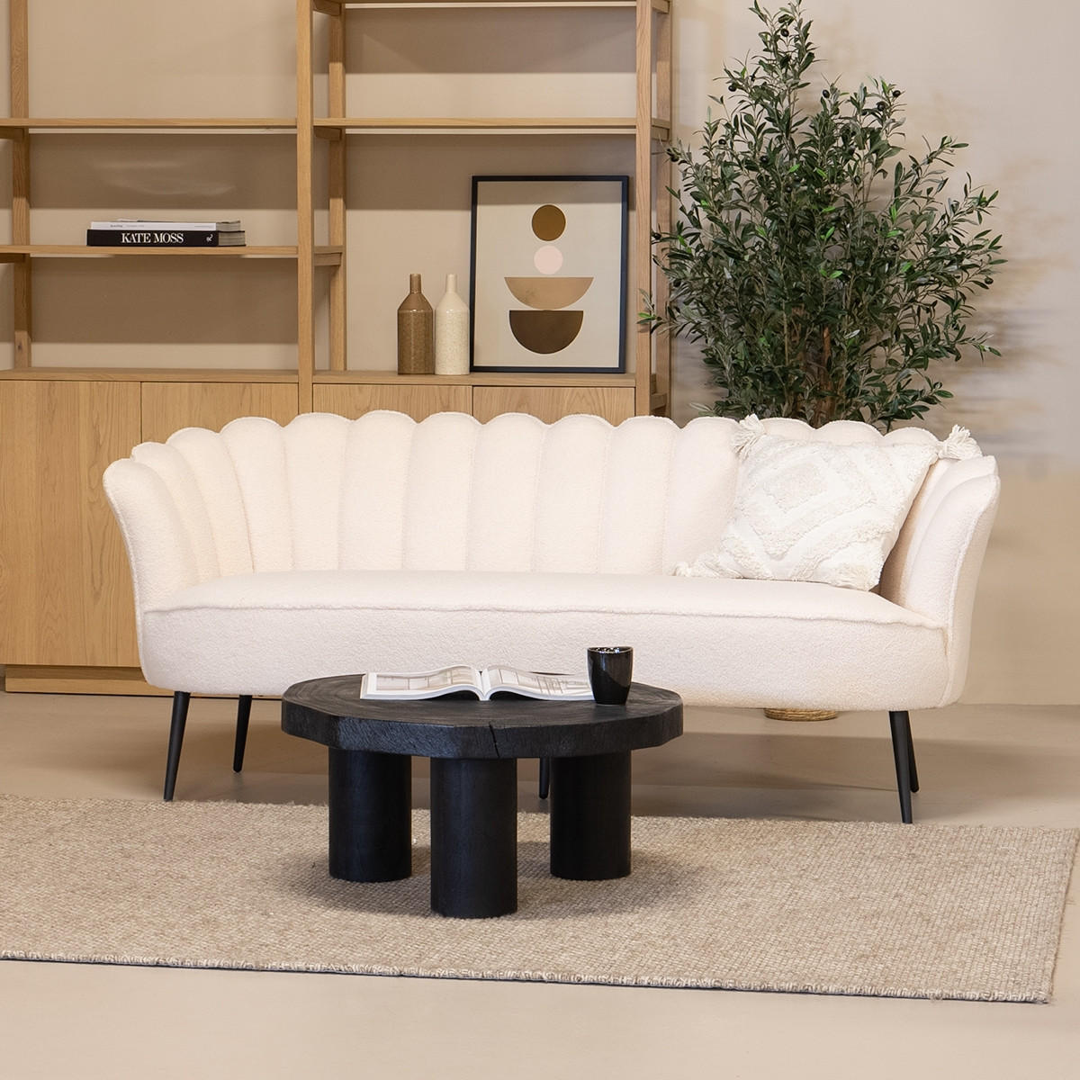 SOFA aus Teddy-Stoff 2-Sitzer, weiß - Weiß, Textil (145/80/78cm) - Giga Meubel