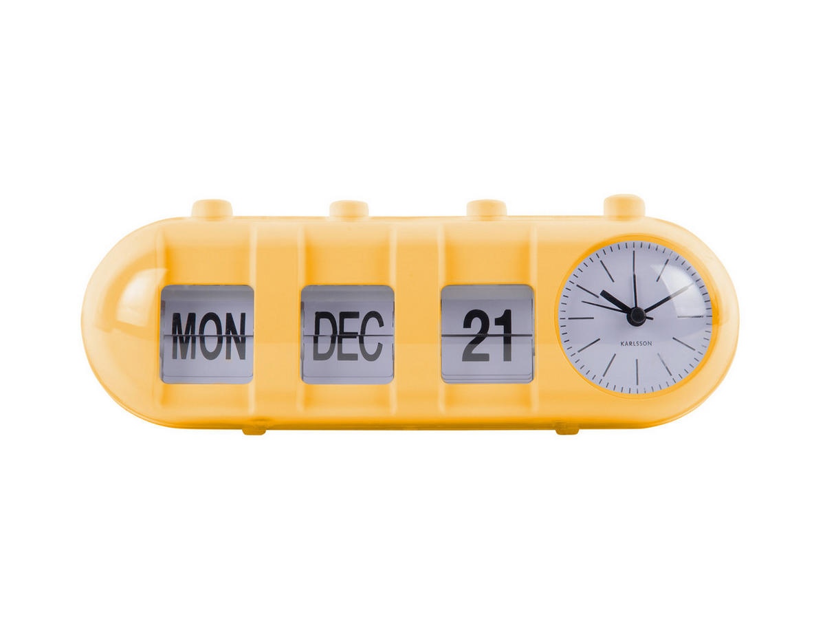 WECKER Retro Tube Calendar Flip 26/9/9.3 cm - Gelb, Kunststoff (9/9.3/26cm) - Karlsson