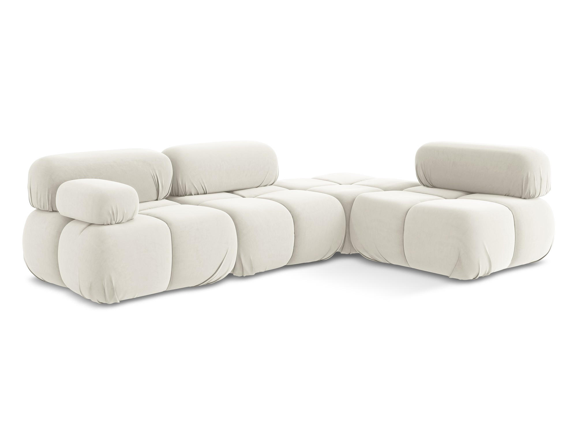 ECKSOFA Rechts Samt Stoff Beige - Beige/Creme, Kunststoff/Textil (285/190cm) - Makamii