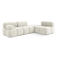 ECKSOFA Rechts Samt Stoff Beige - Beige/Creme, Kunststoff/Textil (285/190cm) - Makamii