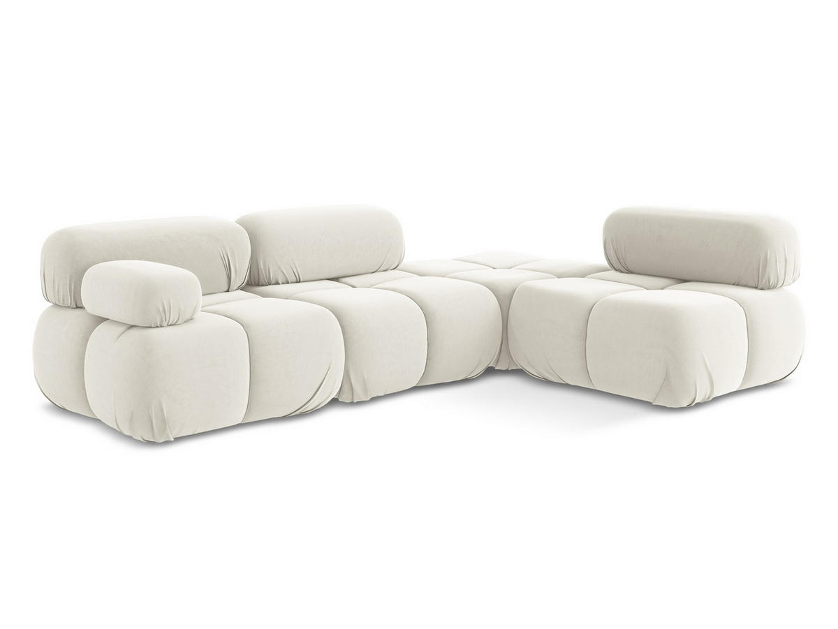 ECKSOFA Rechts Samt Stoff Beige - Beige/Creme, Kunststoff/Textil (285/190cm) - Makamii