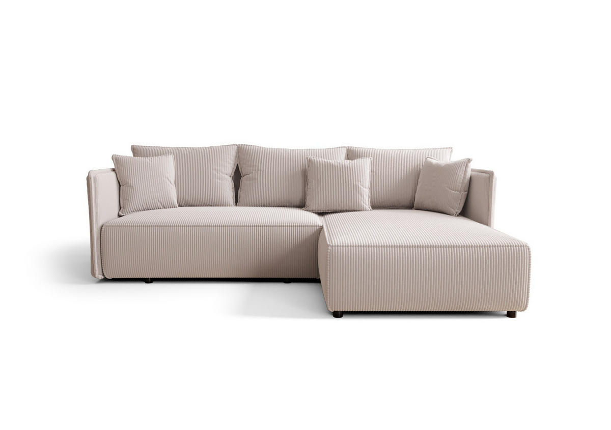 ECKSOFA MONDE CORD L - Rechts BEIGE - Beige/Schwarz, Kunststoff/Textil (245/175cm) - Luxkor24