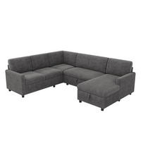 SOFA U Oblik na Razvlačenje Cord 220x274x85 cm Siva - siva, tekstil (274/85/220cm) - FLIEKS