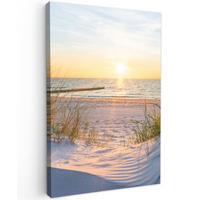 LEINWANDBILD Strand - Sonne - Düne - Gras - Sand - Horizont 80x120 cm - Hellblau, Textil (80/120cm) - MuchoWow