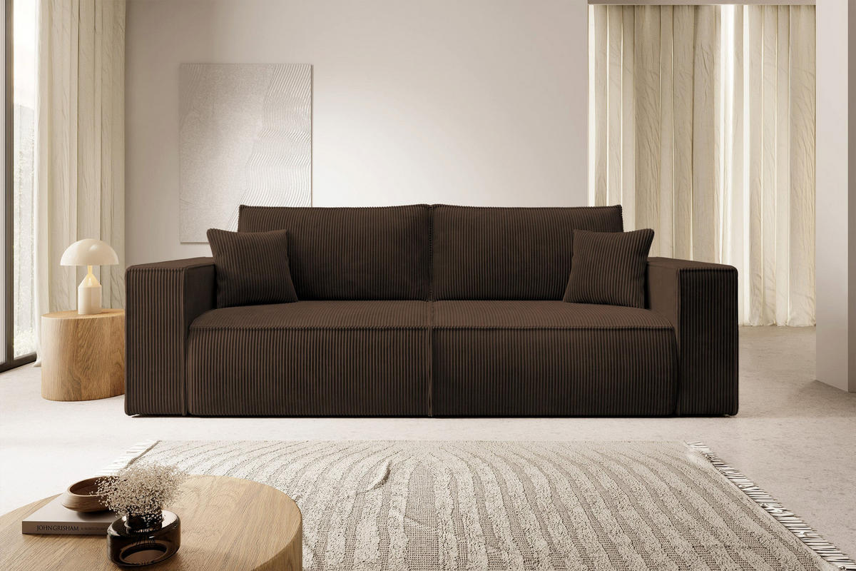 SCHLAFSOFA Farese Braun Cordbezug - Schwarz/Braun, Kunststoff/Textil (257/85/102cm) - Selsey