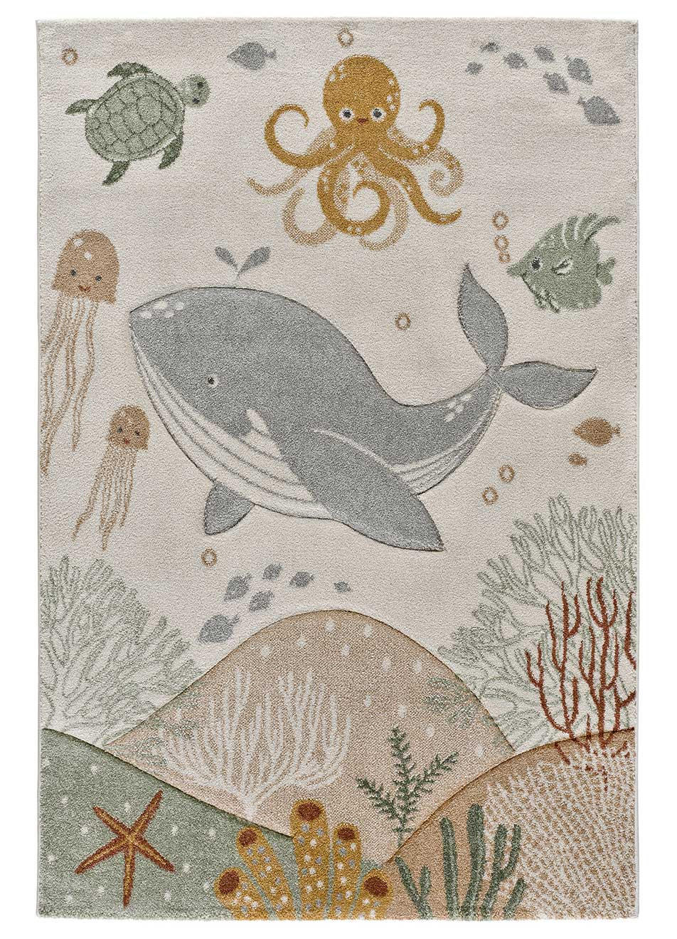 Atticgo Kinderteppich Mehrfarbig, Beige, Grau 120x170 cm