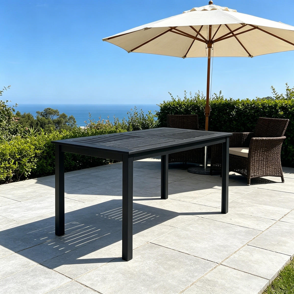 GARDEN ESSTISCH Aluminium Schwarz, Anthrazit - Schwarz, Metall (80/120/73cm) - Authentics