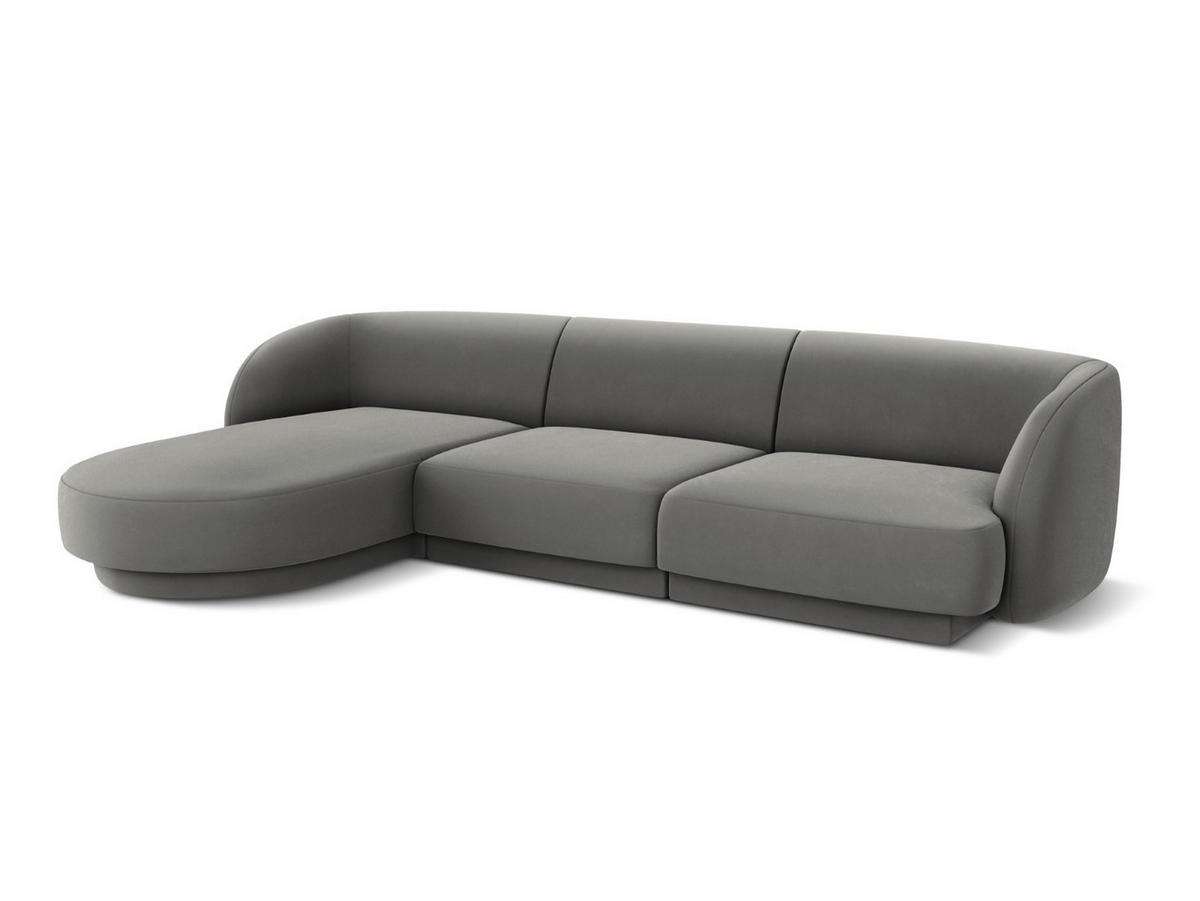 ECKSOFA links Miley aus Samt hellgrau 4 Sitzplätze - Hellgrau, Textil (156/255cm) - Micadoni