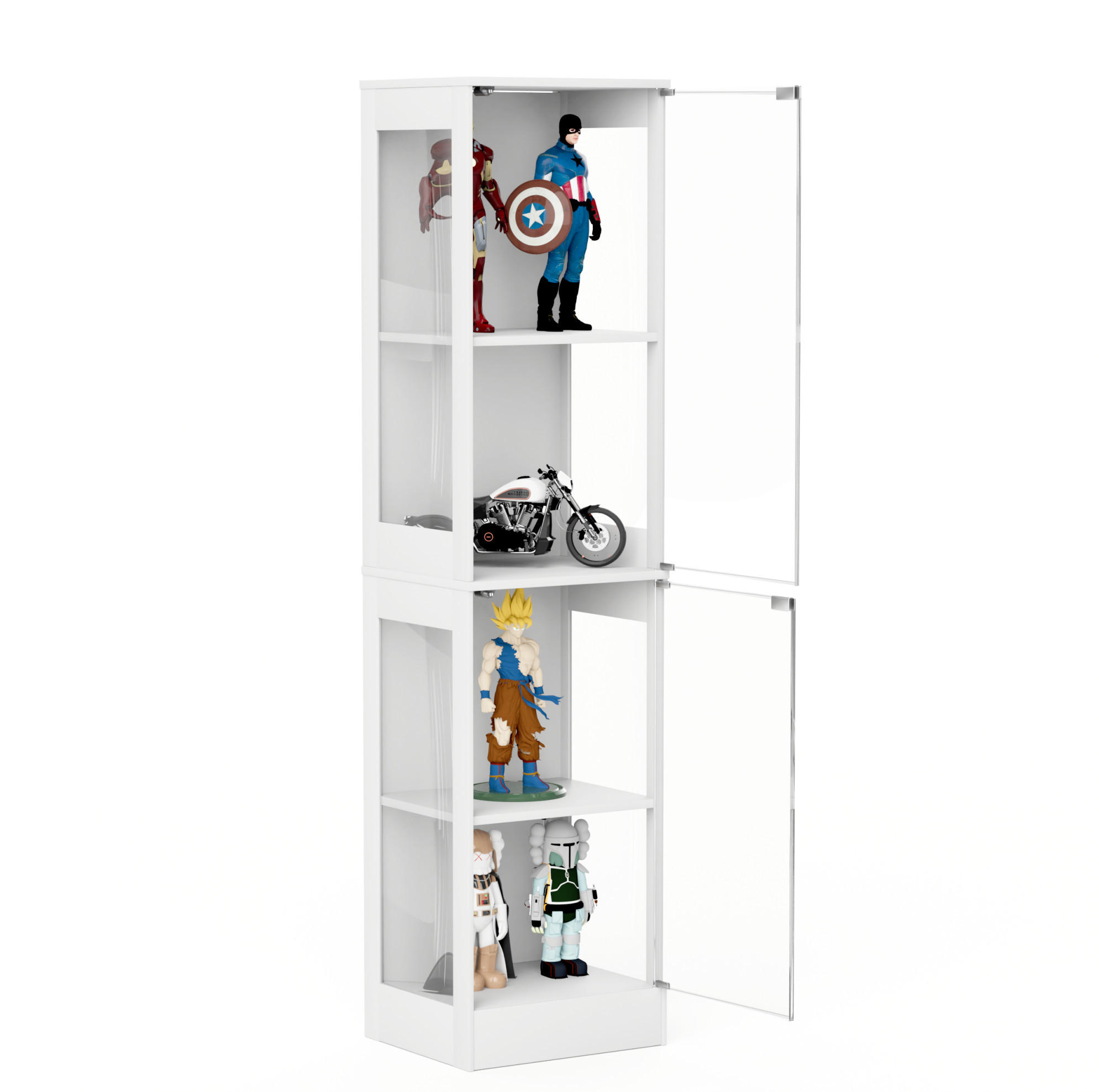 VITRINE 40/35/165 cm weiß aus MDF und Glas mit LED-Beleuchtung - Weiß, Holzwerkstoff (40/165/35cm) - OKWISH