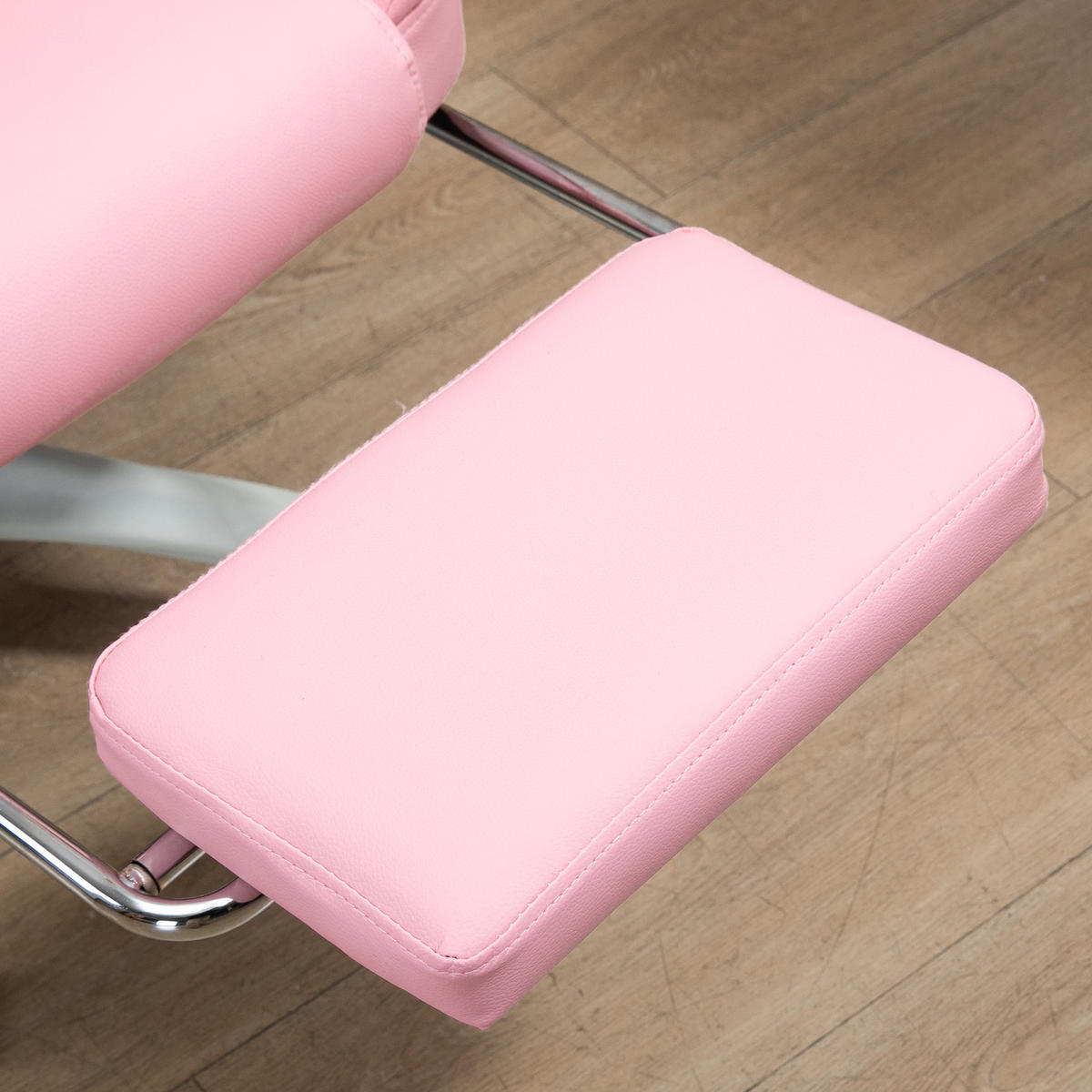 BÜROSTUHL DE-05127 Mit Fußstütze, verstellbarer Lehne & 5 Rollen Rosa/Weiß - Rosa, Metall (68/116/65cm) - ComfortXL